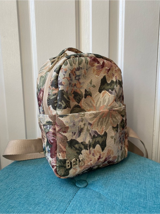 BEIS Handbags - BEIS Floral Mini Backpack in Beige, Green & Pink